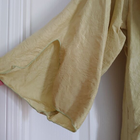 Whispers VTG Carole Dolighan Chartreuse 100% Silk Kimono Jacket S/M - Picture 8 of 14